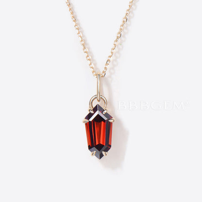 Shield Cut Garnet Pendant Red Gemstone Solitaire Necklace