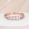 Five Stone Round Moonstone Diamond Birthstone Anniversary Wedding Band in Rose Gold Women Gift