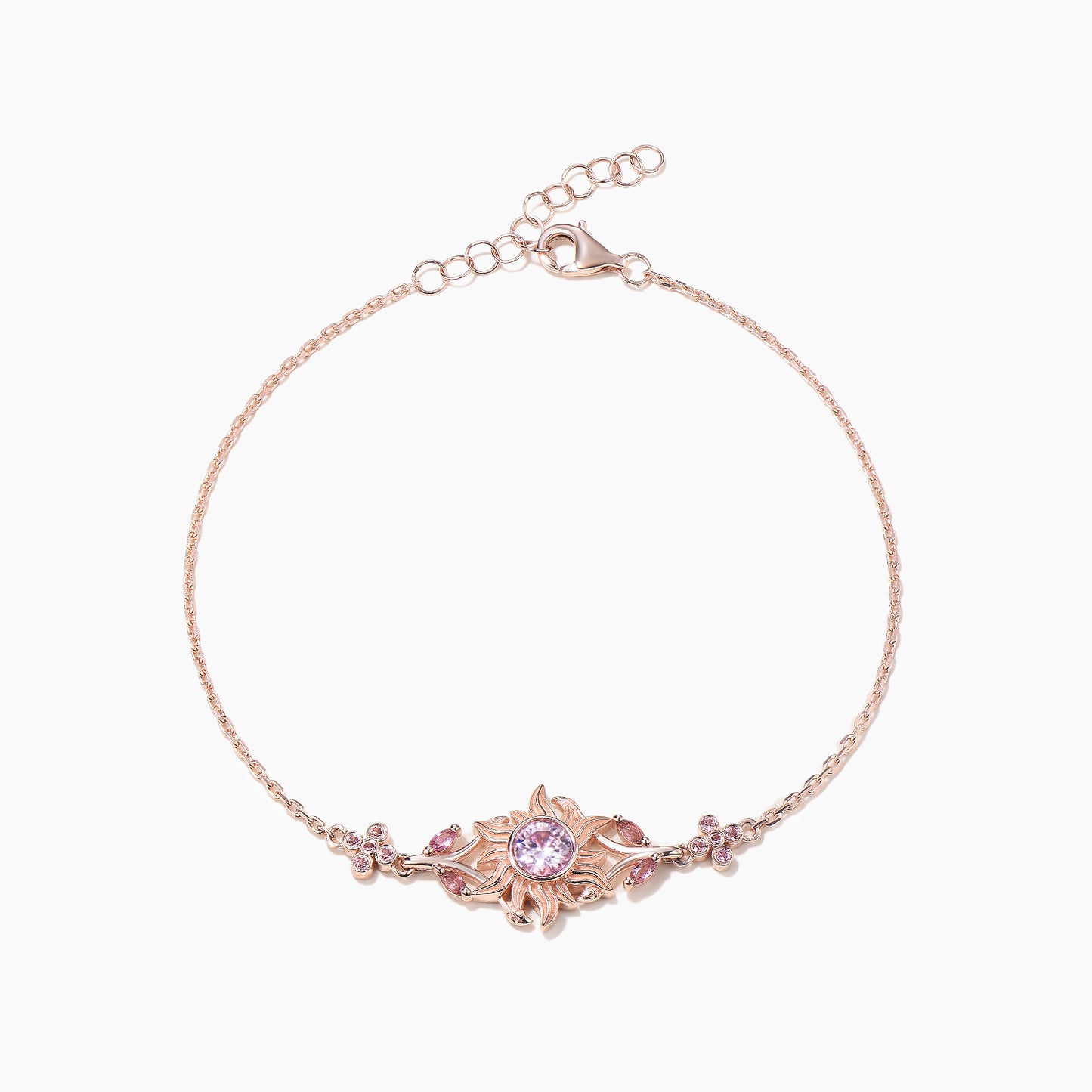 Round Cut Padparadscha Sapphire Tourmaline Branch Rapunzel Inspired Bracelet