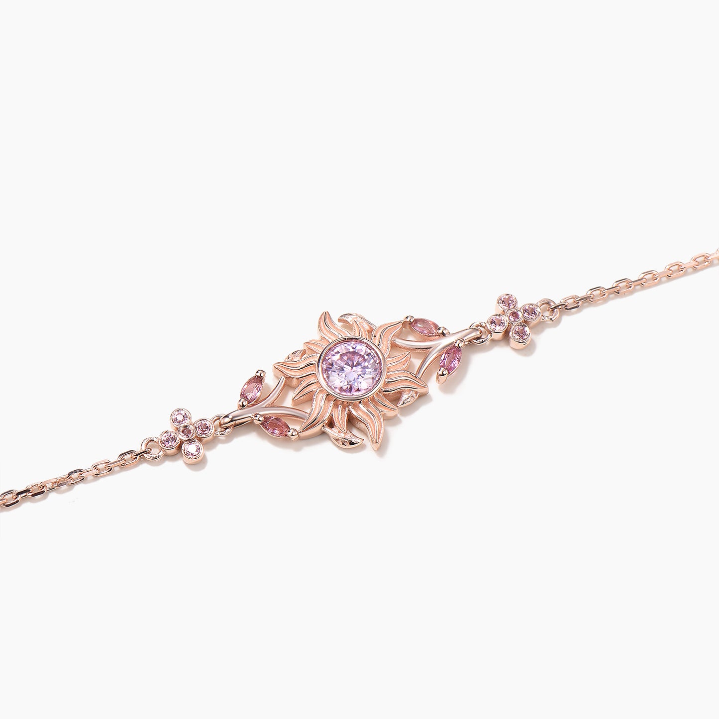 Round Cut Padparadscha Sapphire Tourmaline Branch Rapunzel Inspired Bracelet
