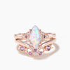 Marquise Cut Opal Engagement Ring Amethyst Diamond Celtic Knot Bridal Set