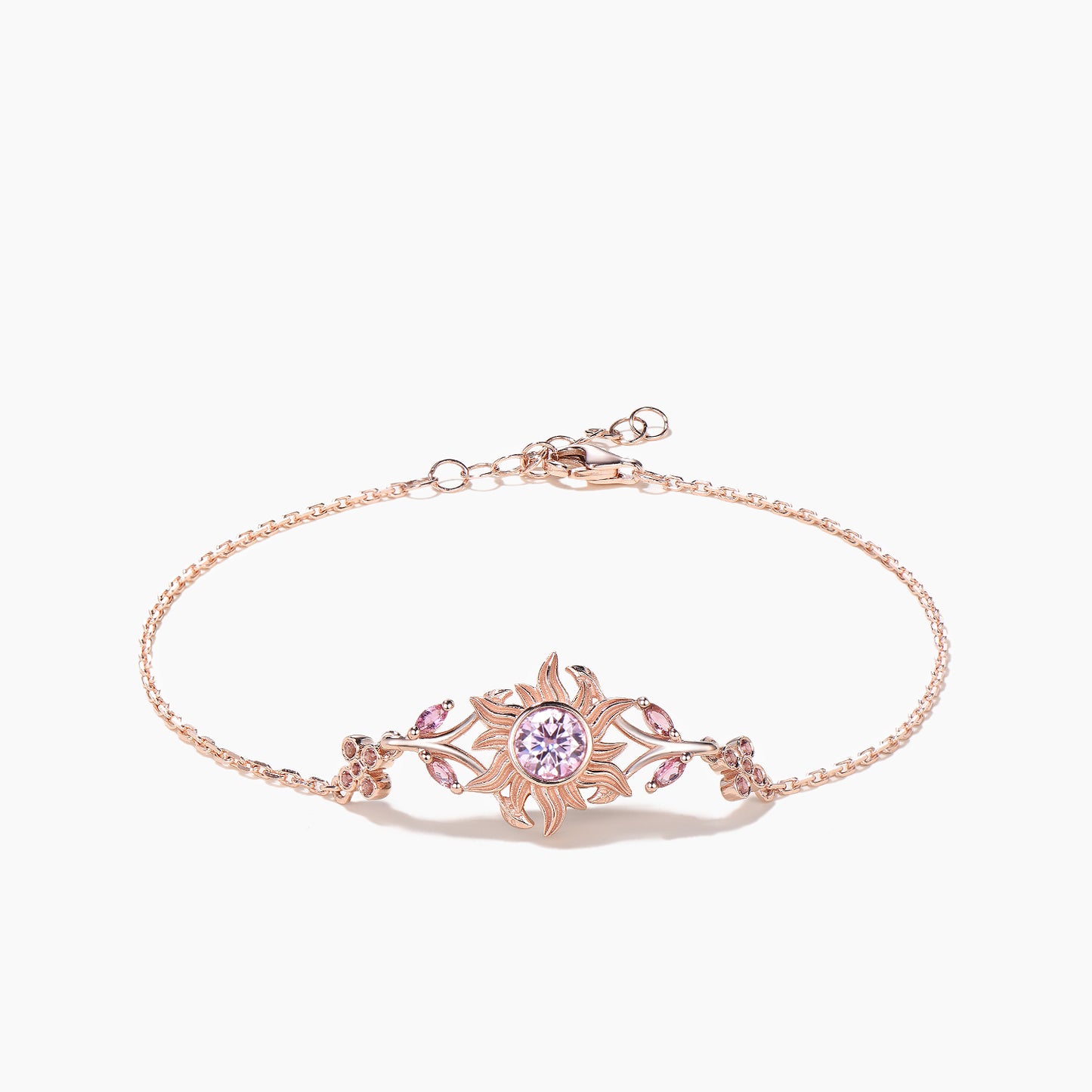 Round Cut Padparadscha Sapphire Tourmaline Branch Rapunzel Inspired Bracelet