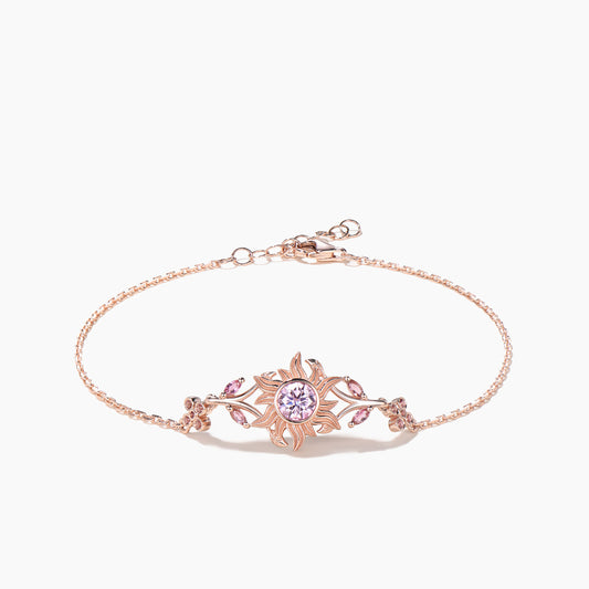 Round Cut Padparadscha Sapphire Tourmaline Branch Rapunzel Inspired Bracelet