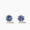 Round Shape Firework Cut Color-change Alexandrite Solitaire Stud Earrings