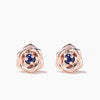 Round Cut Sapphire Floral Stud Earrings Nature Inspired Solitarie Earrings