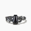 Nature Inspired Black Onyx Coffin Gothic Engagement Ring Unique Black Gold Flower