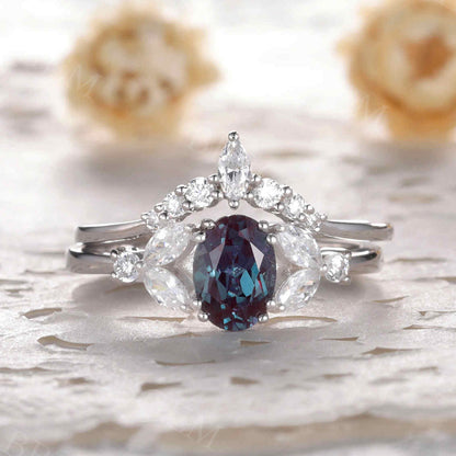 Alexandrite Engagement Ring Set 05