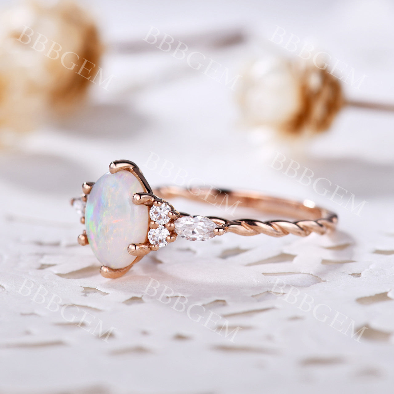 Rose Gold Opal Ring-BBBGEM Rose Gold Opal Ring