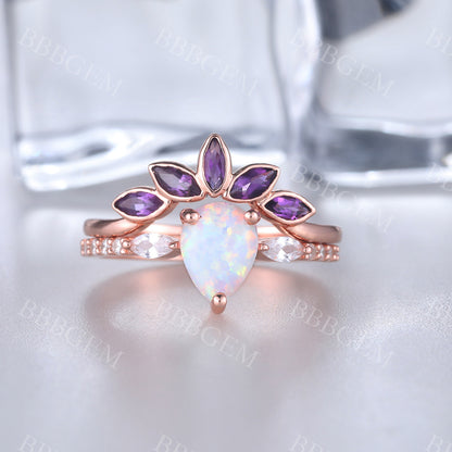 wedding ring set-BBBGEM Opal Engagement Ring