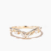 Nature Inspired Curved Wedding Ring Round Cut Diamond Leaf Celtic Knot Band