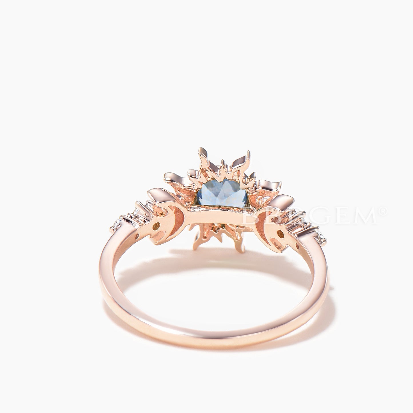 Rapunzel Inspired Celestial Ring Round Cut Natural Aquamarine Sun Wedding Ring