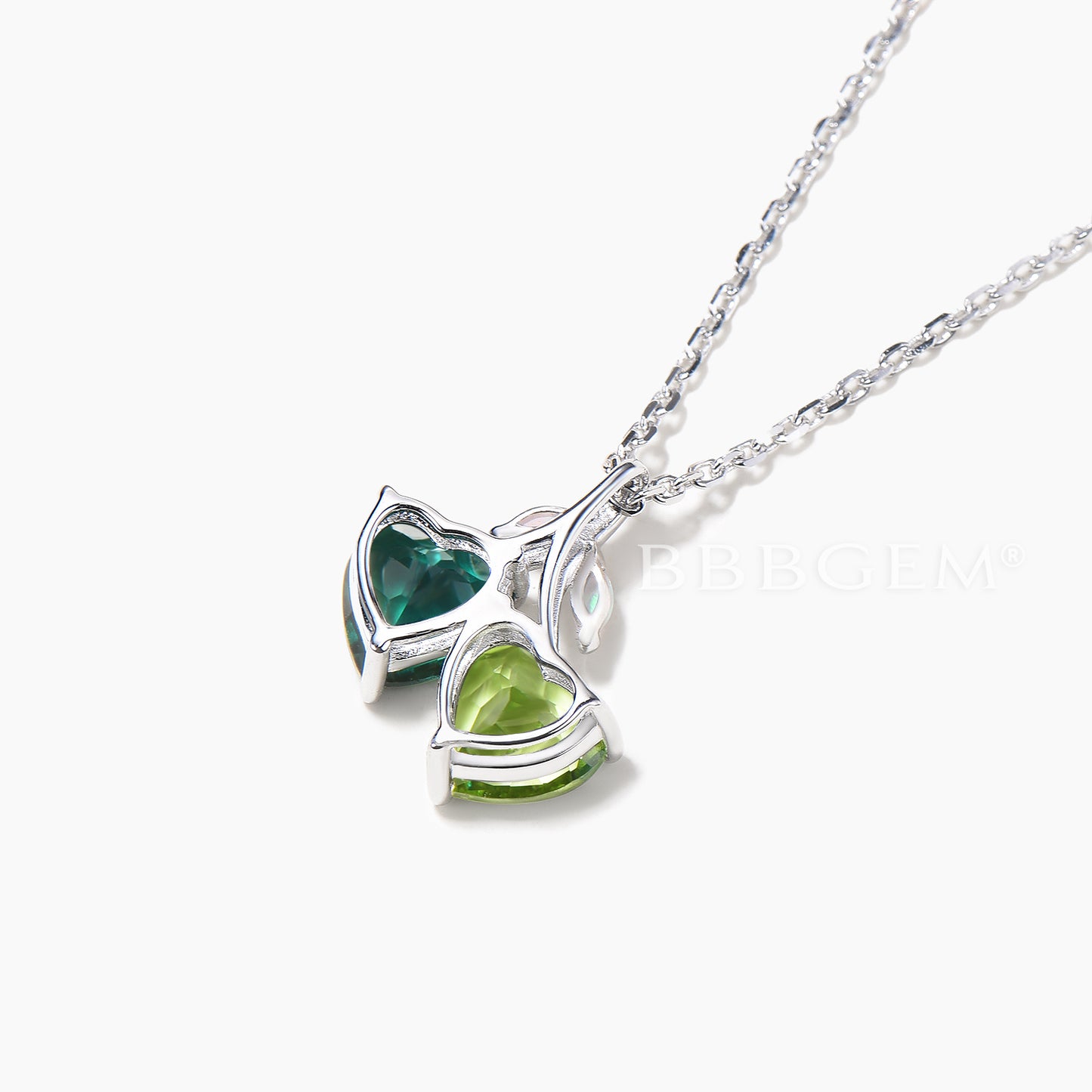 Heart Cut Peridot Emerald Toi et Moi Wedding Necklace Opal Twig Pendant