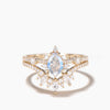 14K/18K Gold Pear Shaped Moonstone Diamond Art Deco Engagement Ring Set
