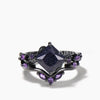 Princess Cut Blue Sandstone Twisted Ring Amethyst Nature Inspired Bridal Set