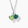 Heart Cut Peridot Emerald Toi et Moi Wedding Necklace Opal Twig Pendant