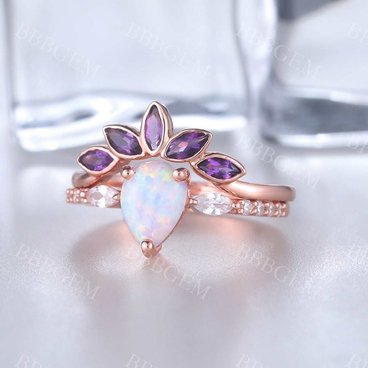 Opal Engagement Ring Set-BBBGEM Opal Engagement Ring