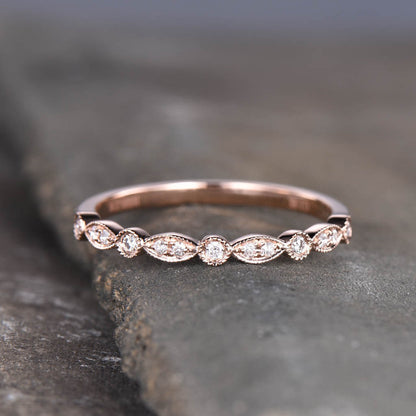 women's diamond wedding band rose gold-BBBGEM Half Eternity Band