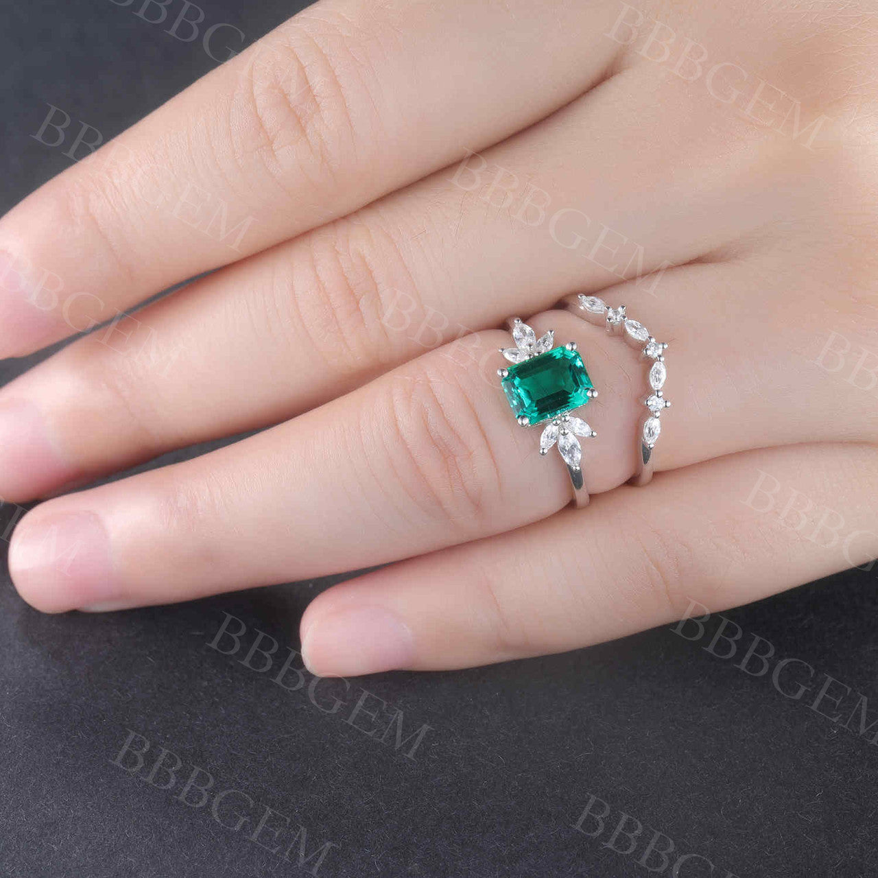 Emerald Diamond Engagement Ring 02