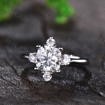 White Gold Moissanite Engagement Rings-BBBGEM Moissanite Rings