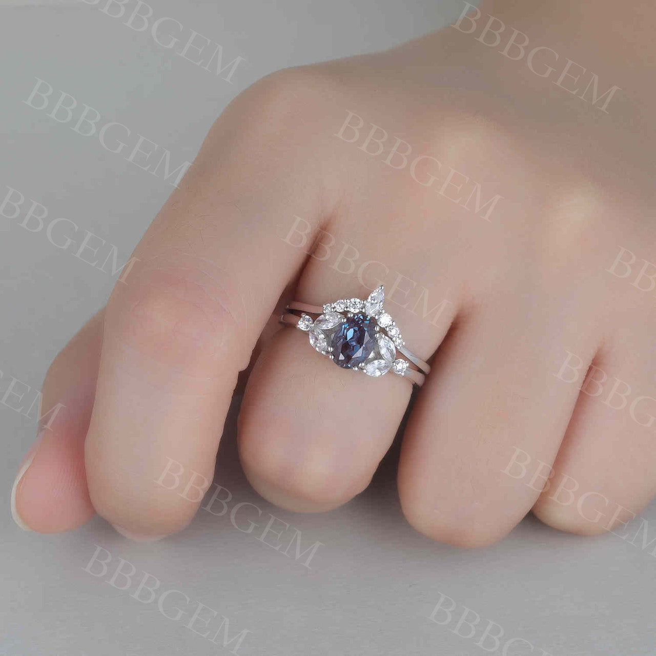 Alexandrite Engagement Ring Set 07