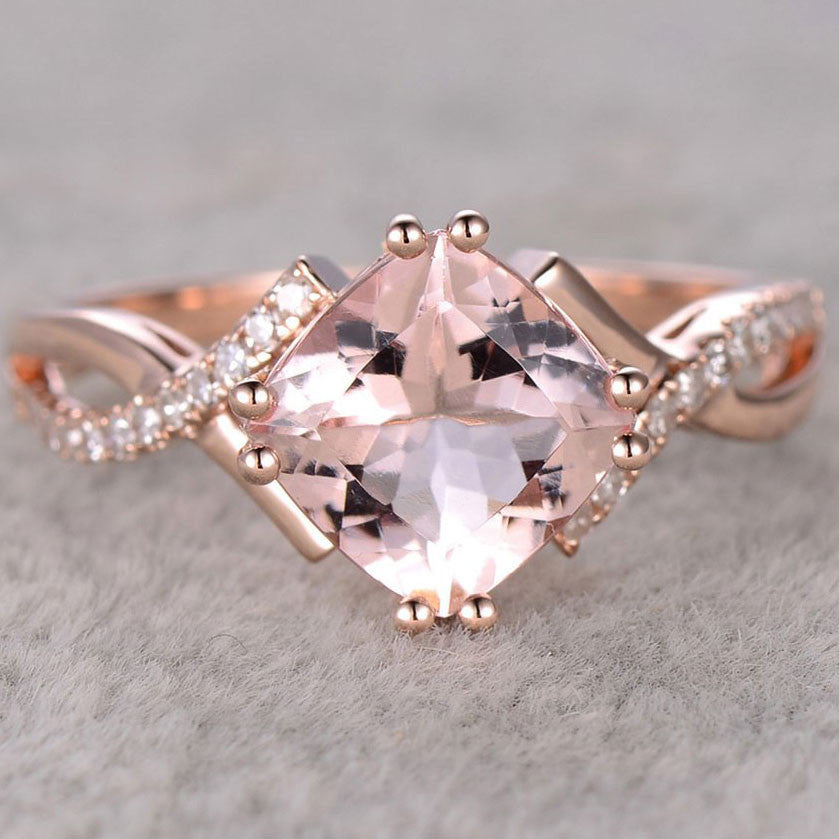 Cushion Cut Morganite Engagement Ring