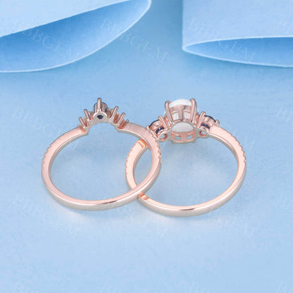 14K Rose Gold Opal Cluster Engagement Ring for Women