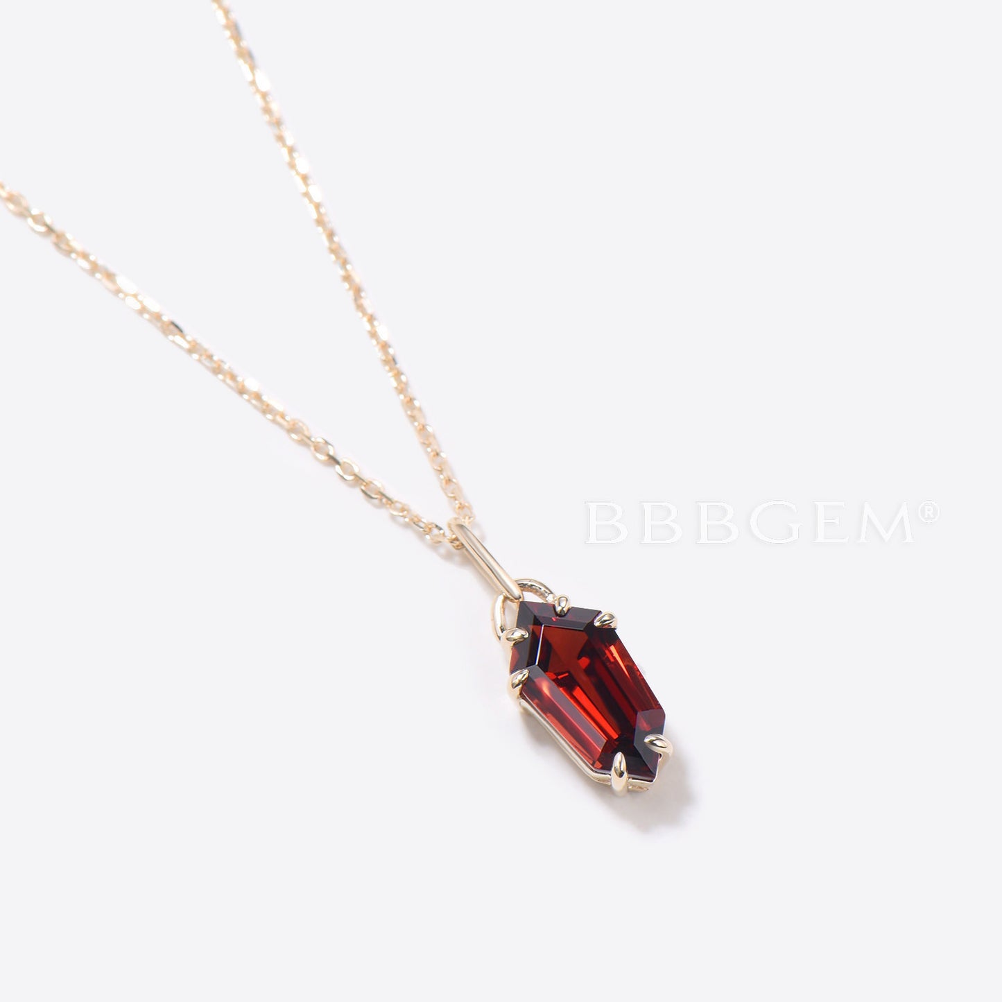 Shield Cut Garnet Pendant Red Gemstone Solitaire Necklace