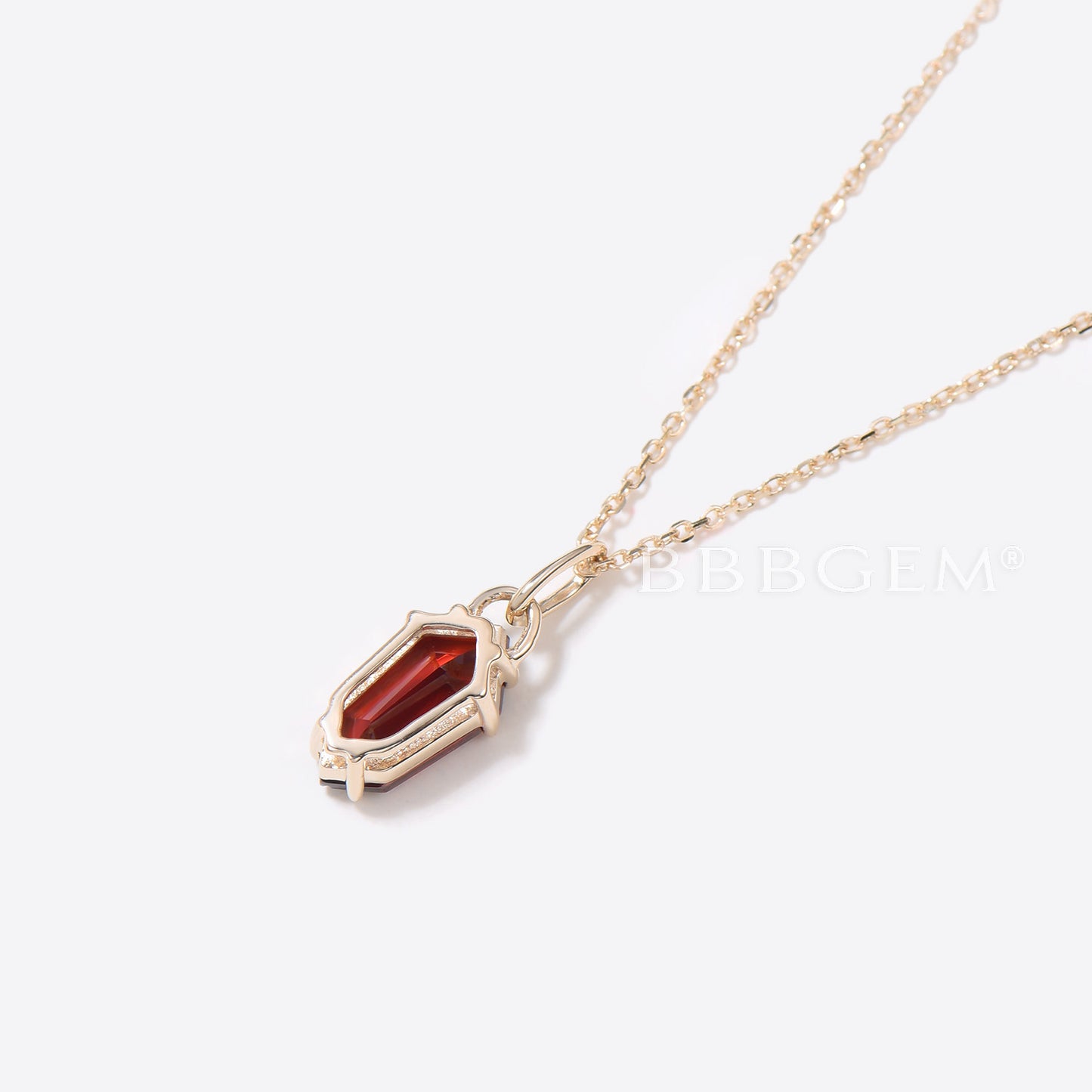 Shield Cut Garnet Pendant Red Gemstone Solitaire Necklace