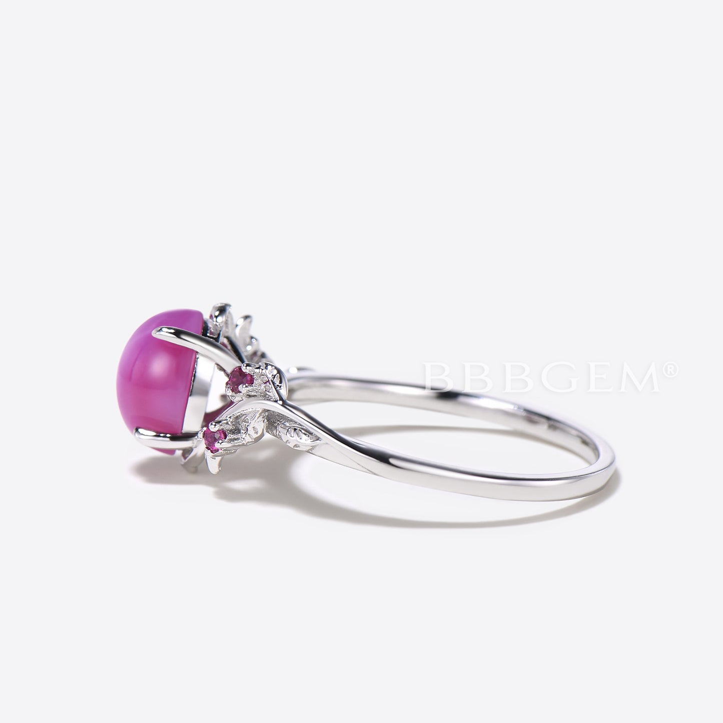 Oval Pink Star Sapphire Engagement Ring Twig Leaf Lindy Pink Star Ring