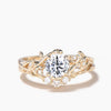 Round Cut IGI Certificate Lab Grown Diamond Twig Leaf Nature Inspired Ring Set