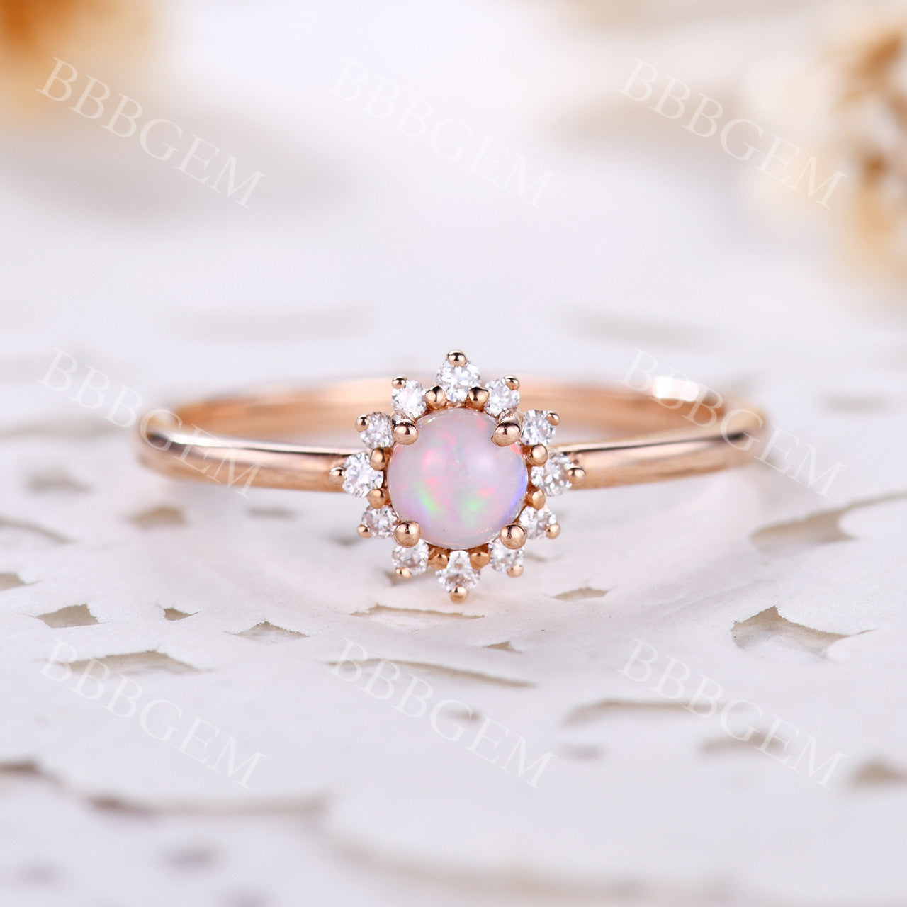 Opal Diamond Ring-BBBGEM Opal Diamond Ring