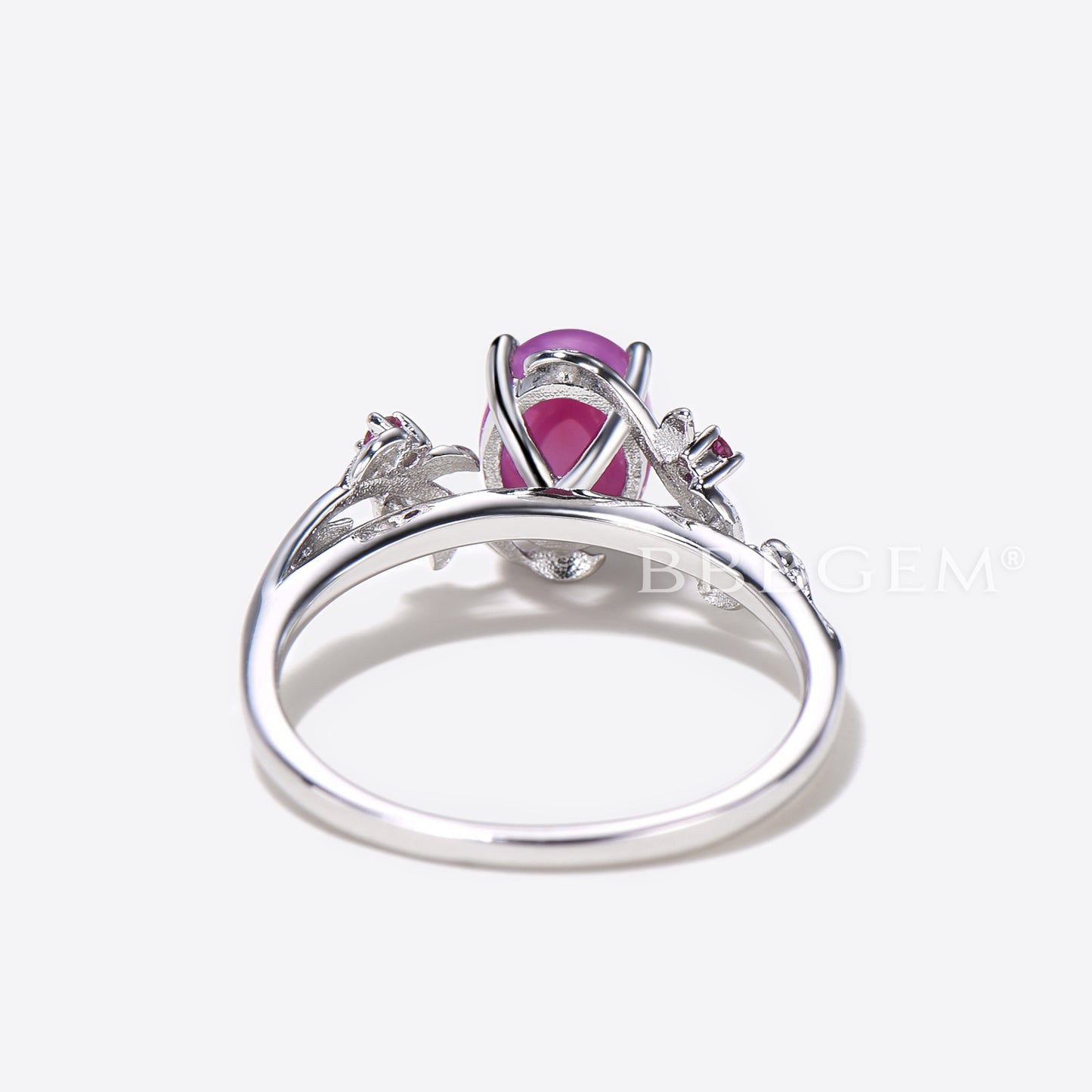 Oval Pink Star Sapphire Engagement Ring Twig Leaf Lindy Pink Star Ring