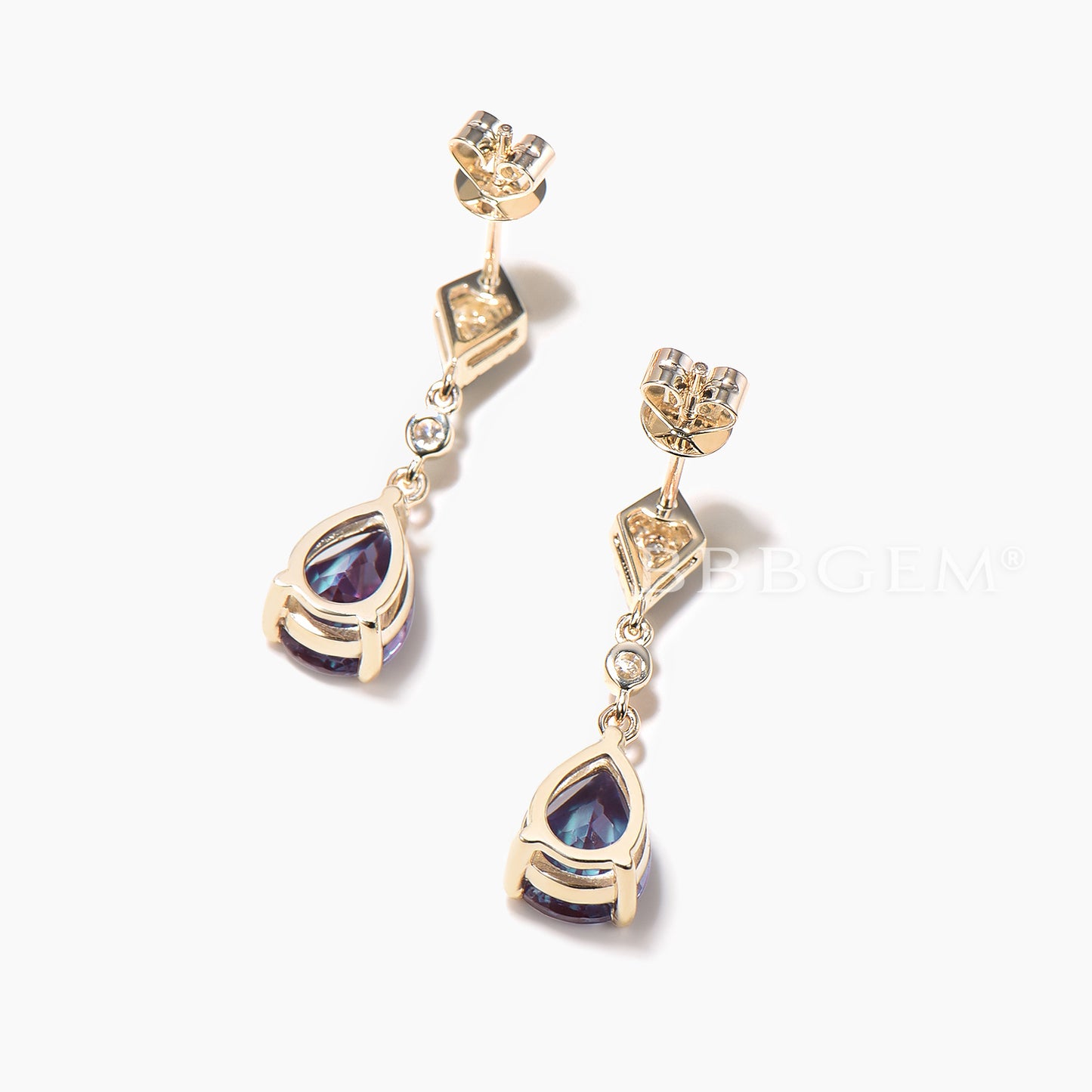 1CT Pear Cut Color-change Alexandrite Drop Earrings Diamond Earrings