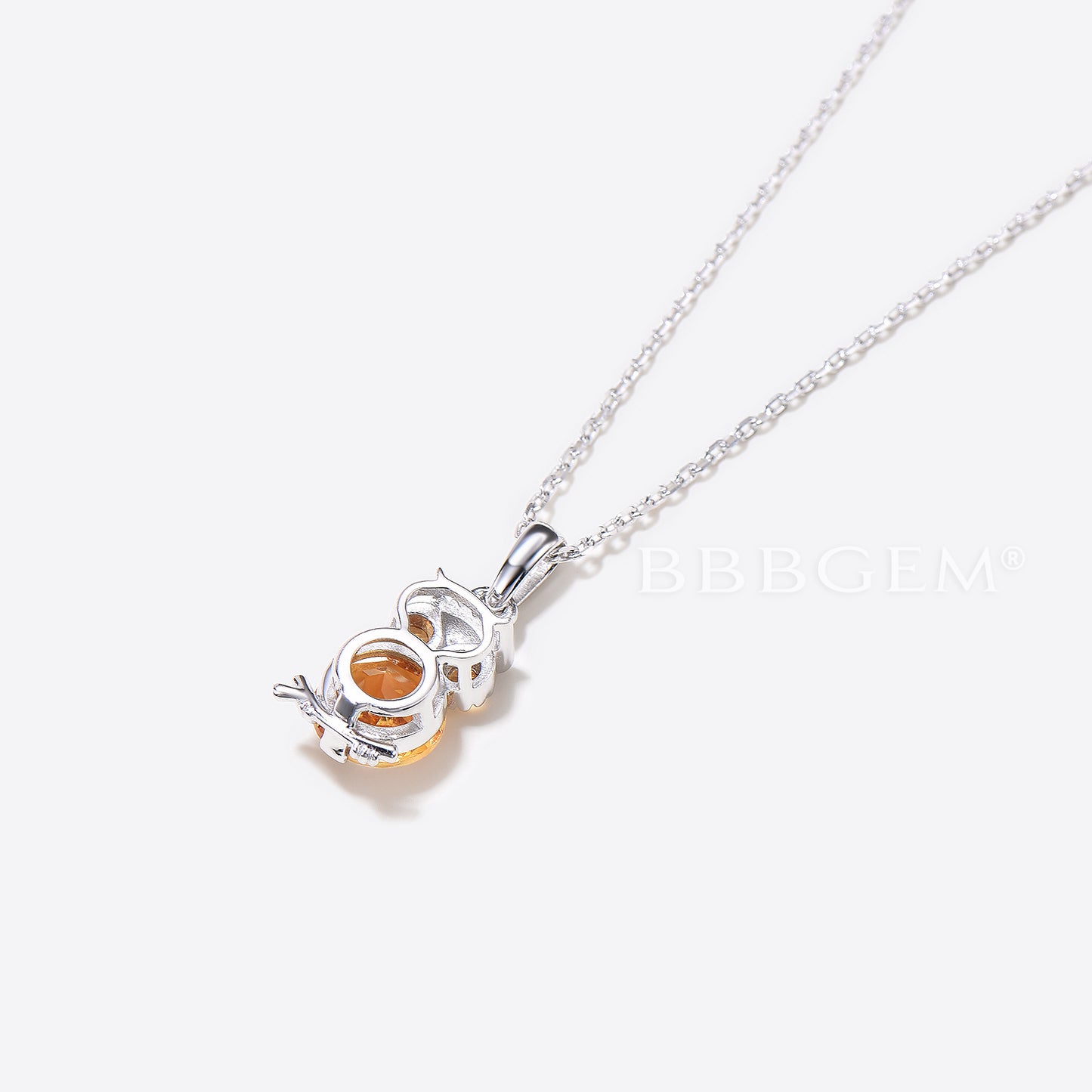 1.2CT Round Cut Natural Citrine Owl Pendant Necklace Crystal Healing Jewelry