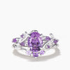1.5CT Oval Cut Natural Amethyst Leaf Ring Amethyst Nature Inspired Ring Set