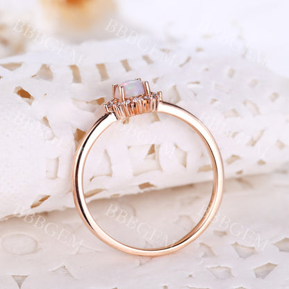 Rose Gold Opal Ring-BBBGEM Opal Diamond Ring