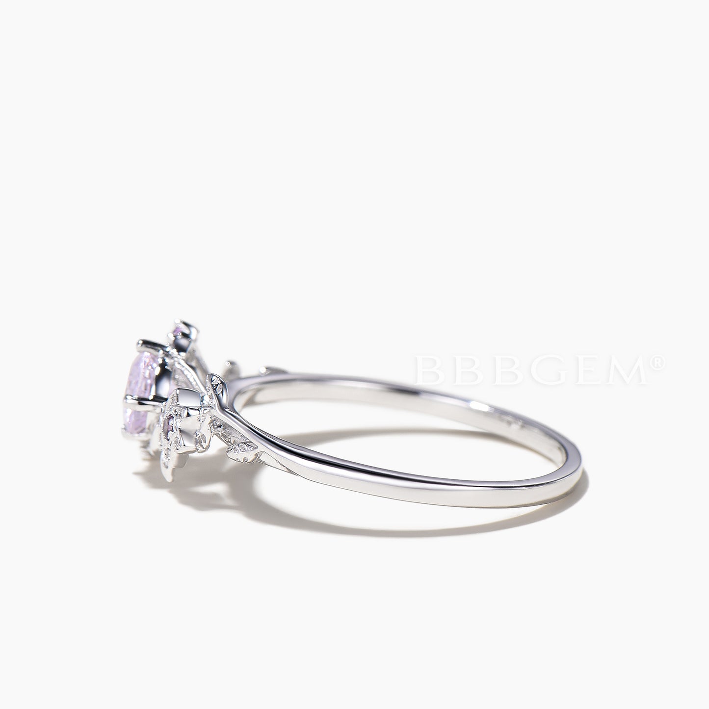 Round Cut Lavender Sapphire Moon Celestial Amethyst Inspired Engagement Ring