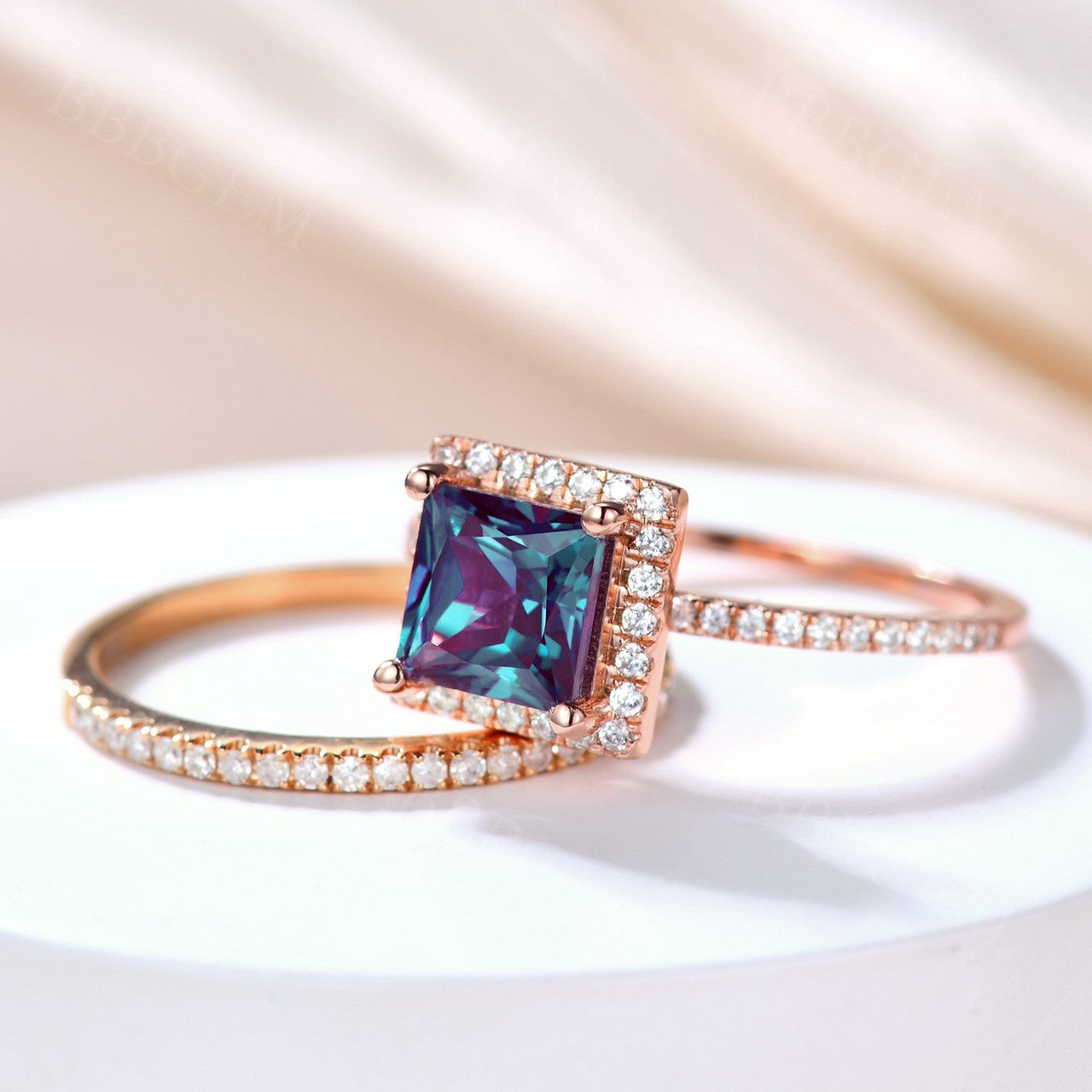 June Birthstone Alexandrite Ring-BBBGEM Alexandrite Engagement Ring