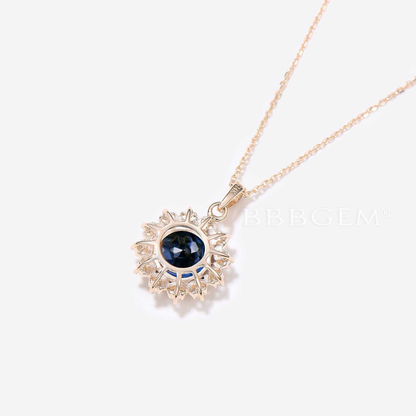 Moon Bridal Necklace 2CT Round Blue Sapphire Diamond Necklace