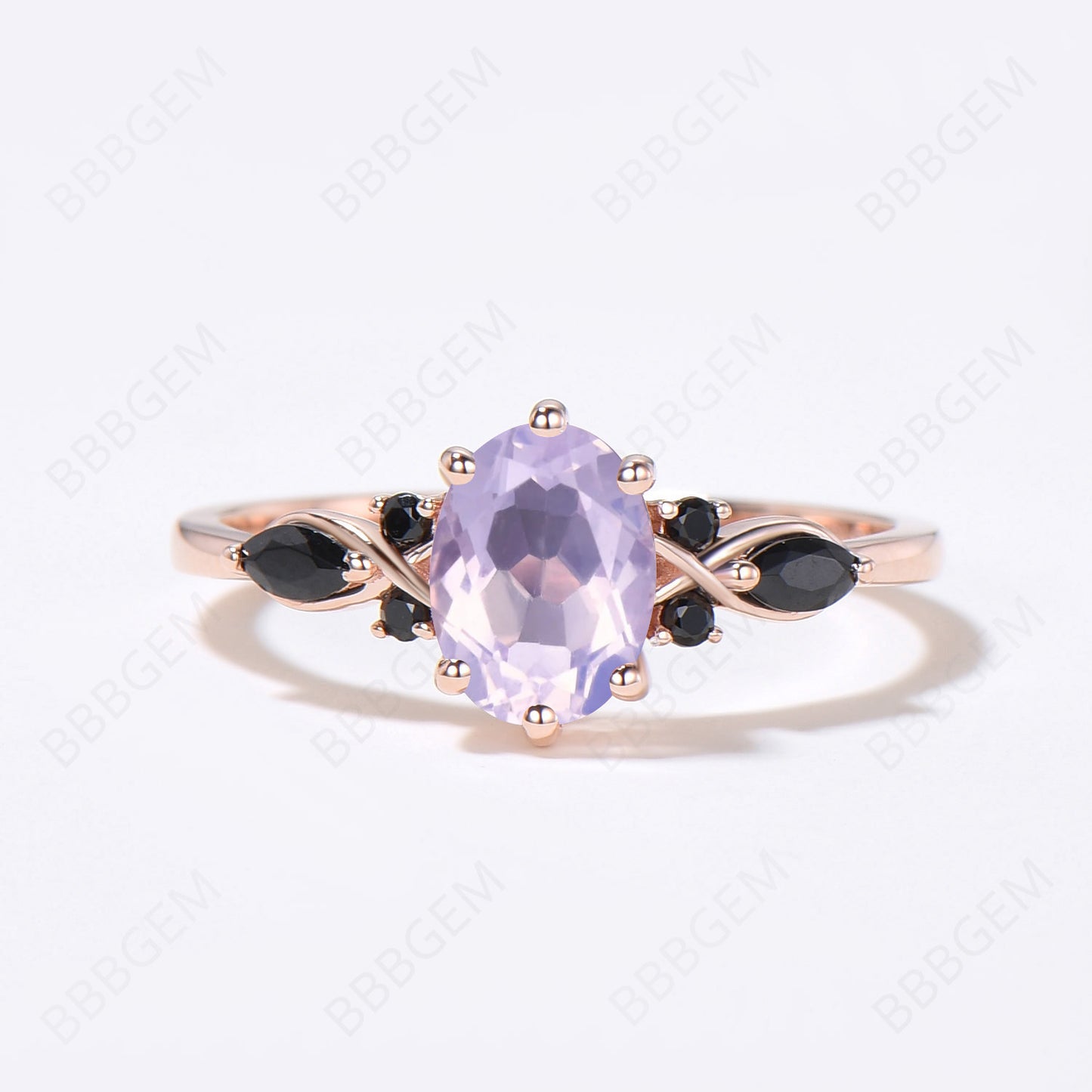 Oval Natural Light Purple Lavender Amethyst Engagement Ring Set