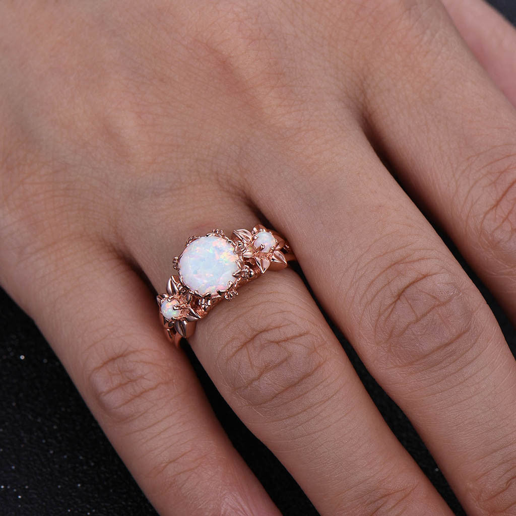 opal engagement rings rose gold