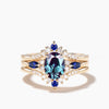 3pc Bridal Set 1.5CT Oval Cut Color-change Alexandrite Ring Diamond Curved Band
