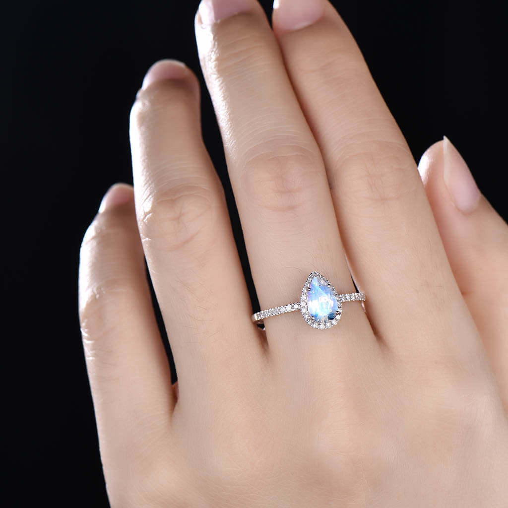 Pear Moonstone Engagement Ring