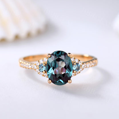 Alexandrite Diamond Ring-BBBGEM Alexandrite Diamond Ring