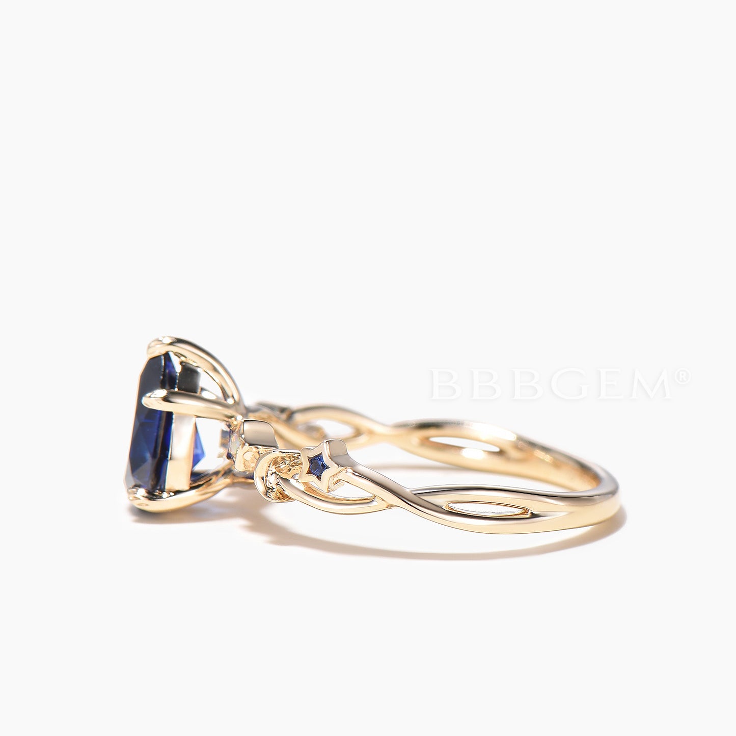 1.25CT Teardrop Cut Sapphire Engagement Ring Opal Star Twisted Wedding Ring