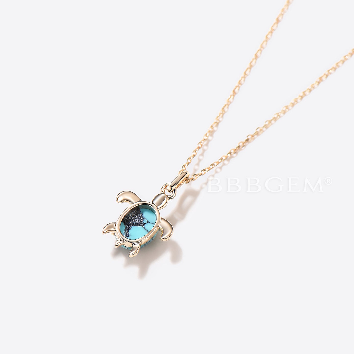 1.5ct Oval Cut Natural Turquoise 14k Gold Solitaire Pendant Necklace