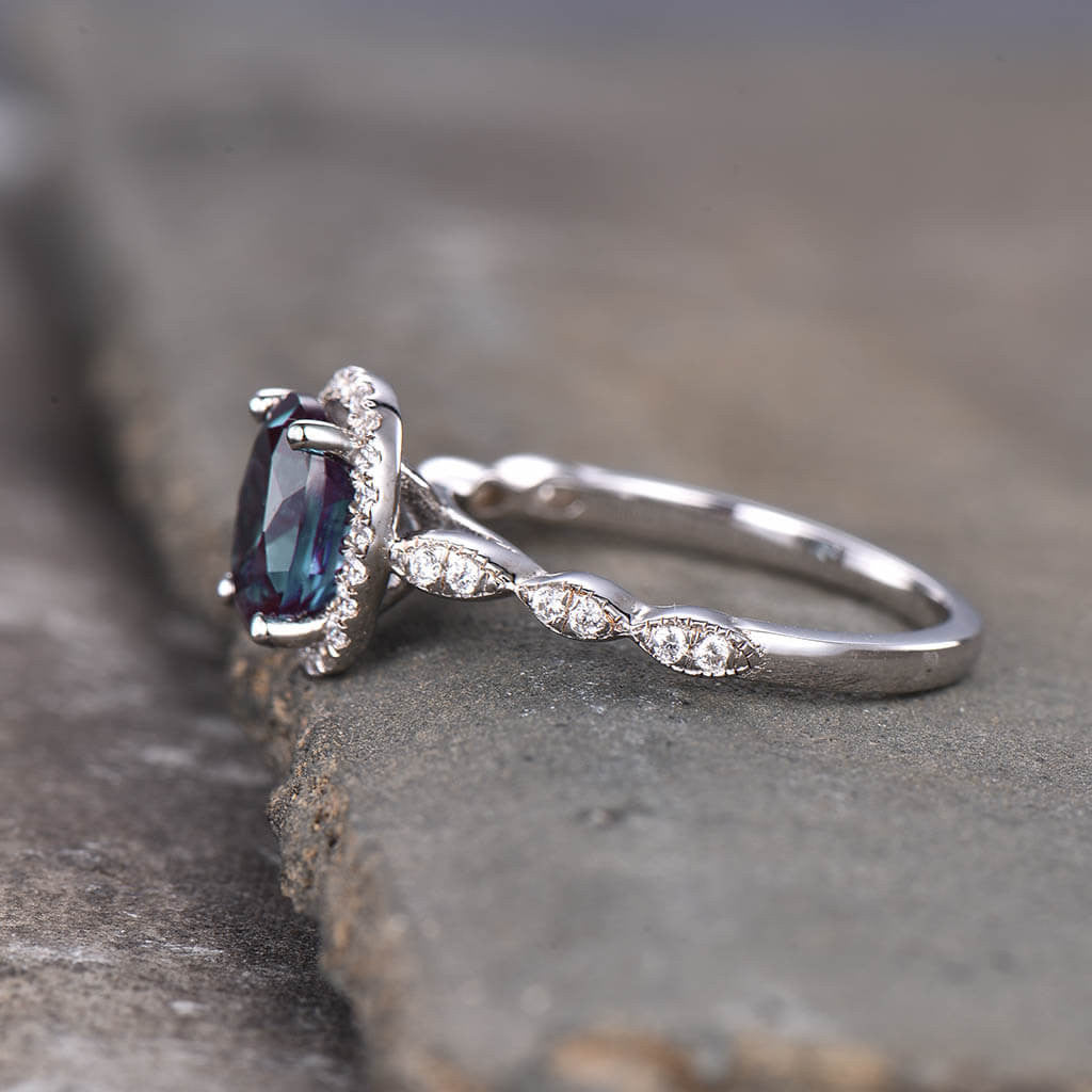 Alexandrite Diamond Engagement Ring