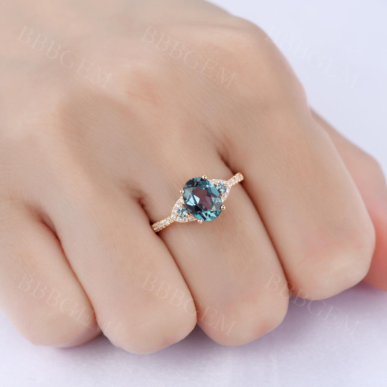 Color Changing Alexandrite Ring-BBBGEM Alexandrite Diamond Ring