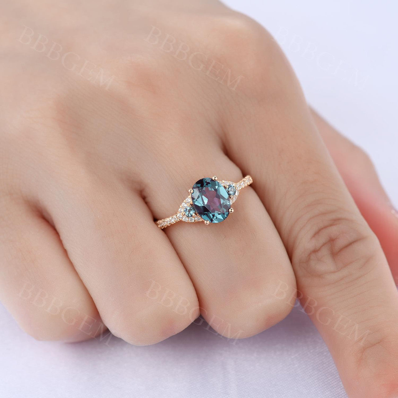 Vintage Alexandrite Rings-BBBGEM Alexandrite Diamond Ring