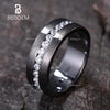 Channel-Set Diamond Men's 7MM Wedding Band in Black Gold Matte Brush 3/4 Eternity Gender-neutral Ring